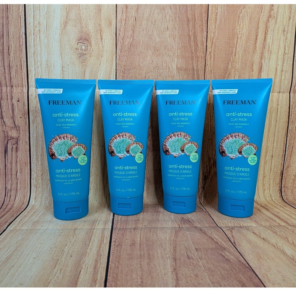 4X Freeman Anti-Stress Dead Sea Minerals Clay Mask 6oz 175ml 4 Pack